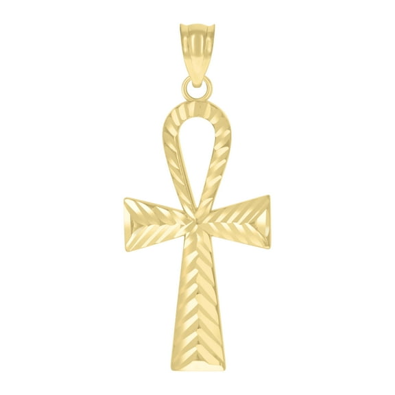 10kt Yellow Gold Womens Egyptian Ankh Cross Religious Charm Pendant