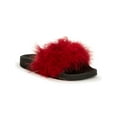 thumbnail image 1 of Refresh Fluffy Faux Fur Open Toe Slides 20098, 1 of 6