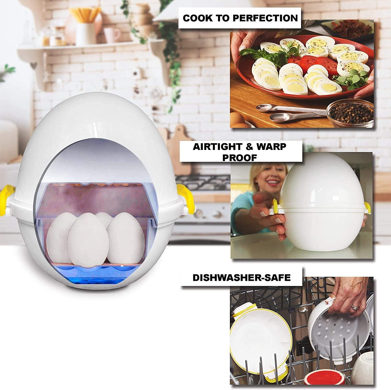 Eggpod Egg Cooker Wireless Microwave Hardboiled Egg Maker Cooker Egg Boiler  & Steamer 4 Perfectly-Cooked Hard Boiled Eggs Tool