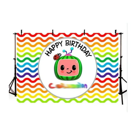 Image of coco multicolor backdrop rainbow MELON 7x5ft big large banner for photoshoot table decoration happy birthday theme girl or boy