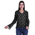 thumbnail image 4 of Moomaya Womens Collar Kurta Kurti Lace Detail Printed Full Sleeve Top Tunic, 4 of 6