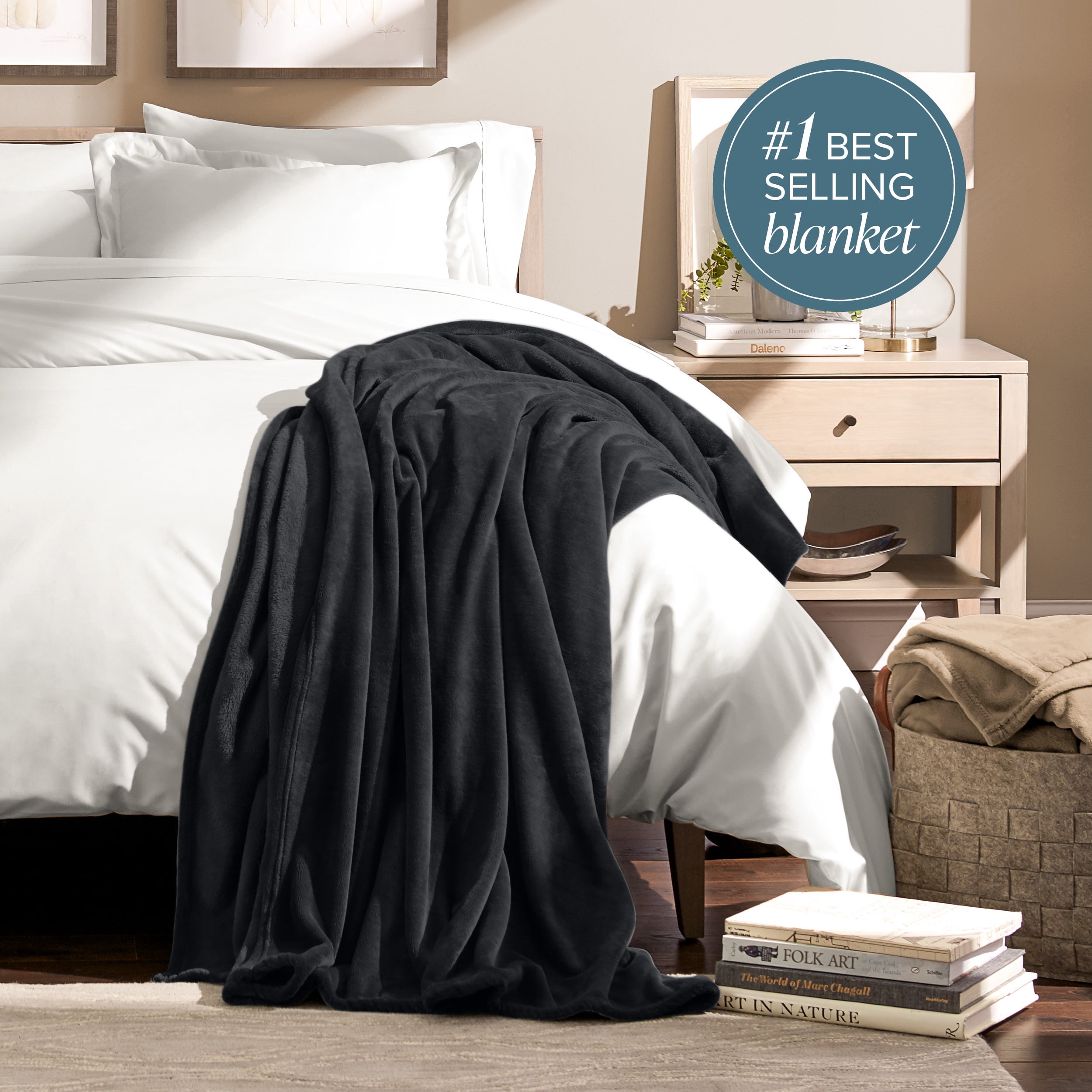 Bare Home Microplush Fleece Blanket - 300 GSM - Fuzzy Microfleece - Soft & Plush - King, Black