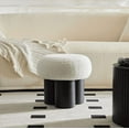 thumbnail image 3 of Mushroom Shape Ottoman, Broadcloth Pleat Mushroom Stool, Lamb Wool Footstool Seat, Barrel PVC Pipe With Walnut Finish, White, 3 of 5