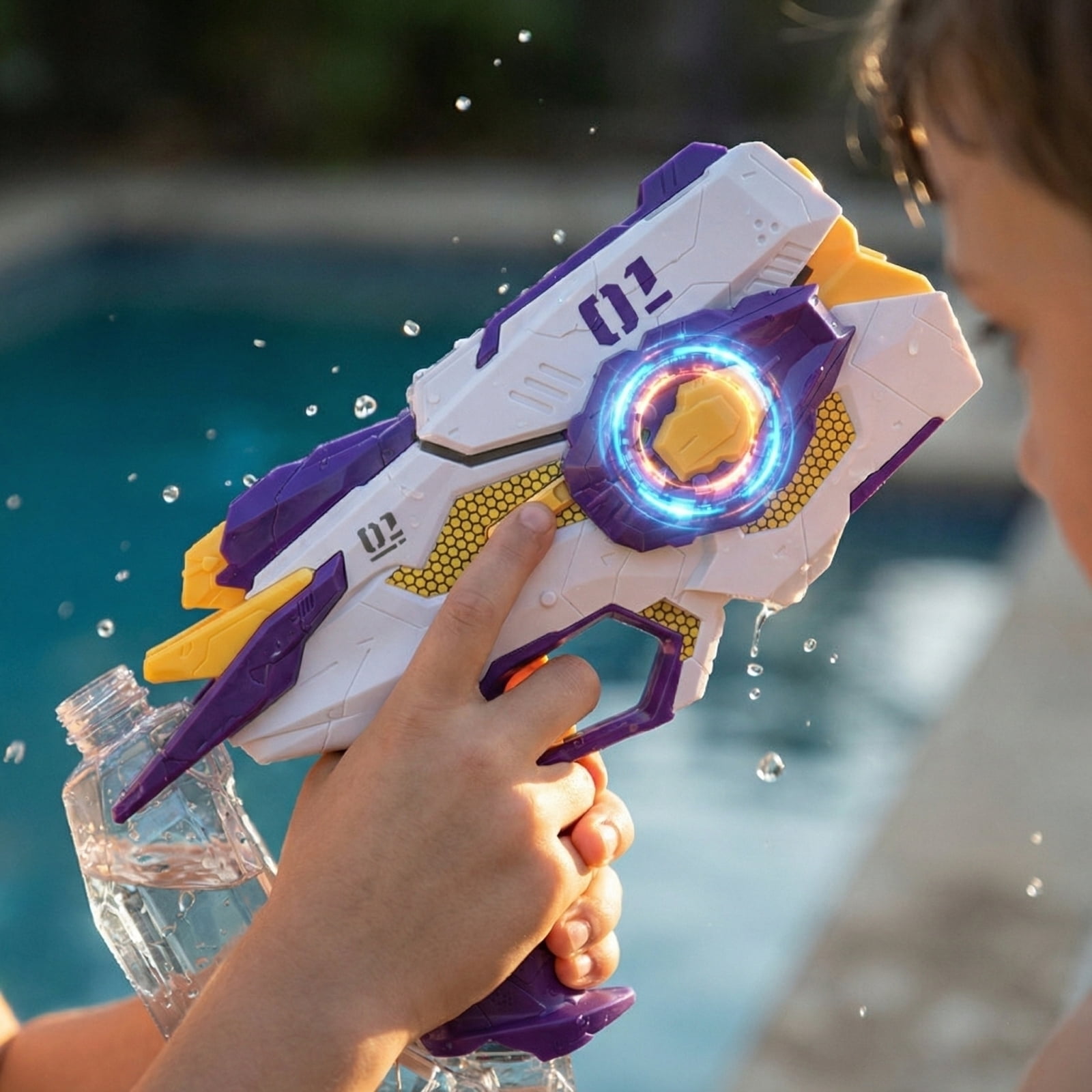 High Performance Electric Water Squirt Blaster, Automatic Water Blaster for Summer Outdoor Swimming Pool Party, Rapid Fire Soaker, Beach Play Equipment, D