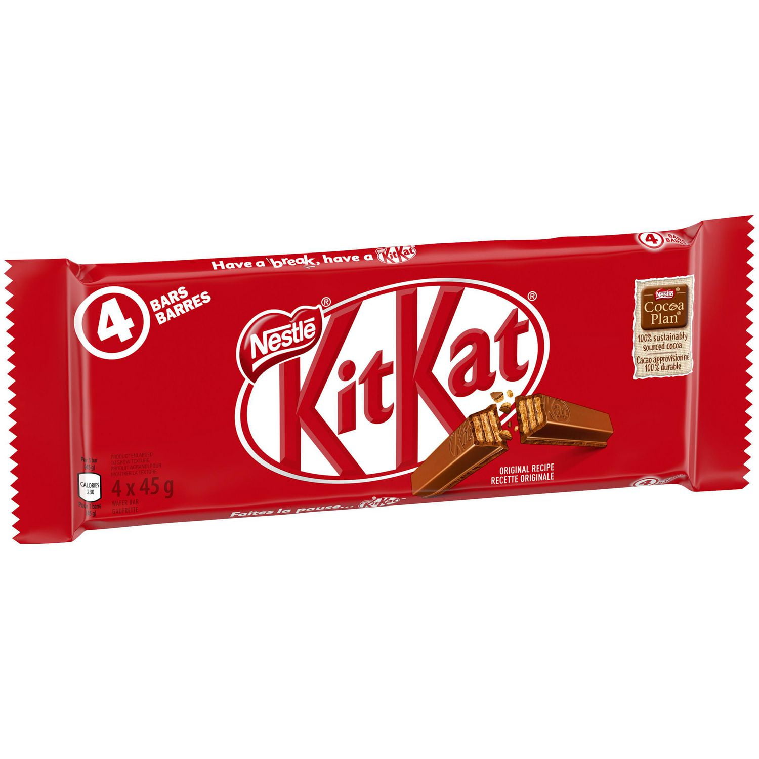 NESTLÉ KITKAT Milk Chocolate Wafer Bars 4-Pack 4 x 45g