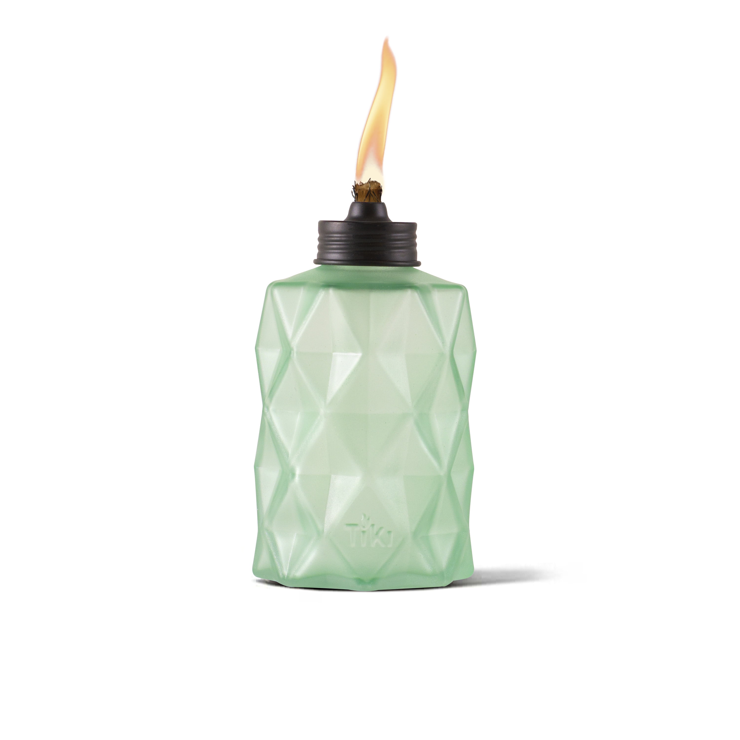 TIKI Brand 6.4 Inch Table Torch Diamond Glass Green