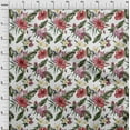thumbnail image 3 of oneOone Cotton Cambric White Fabric Floral & Leaves Tropical Dress Material Fabric Print Fabric By The Yard 56 Inch Wide, 3 of 4