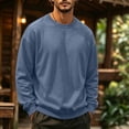 thumbnail image 5 of Men's Solid Color Crewneck Sweatshirt Casual Thermal Long Sleeve Pullover Fall Winter Warm Fashion Tops Navy 2XL, 5 of 6