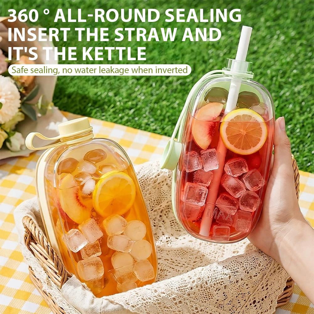 Ice Cube Mold Cups,Leak-Proof Bottle,Built-In Ice Cube Mold and Straw,2 in 1 Zero-Touch Press Cubes Bottle,Press To Release Ices Tray for Home Ices Making, Outdoor Picnics, Office Use