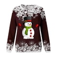 thumbnail image 5 of Dezsed Womens Christmas Shirts Clearance Women's Shirt Tops Casual Christmas Snowman Printed Round Neck Long Sleeve Pullover Blouse Sweatshirt Tops Coffee L, 5 of 6