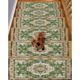 thumbnail image 2 of Stair Treads for Wooden Steps, Green Boho Peel and Stick Stair Treads with Adhesive, Farmhouse Tribal Vintage Tribal Texture Non Slip Indoor Stairs Runner Rugs Mats for Elders Dogs 8"x30"7PCS, 2 of 7