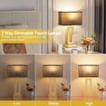 thumbnail image 2 of Bedroom Table Lamps Set of 2 - Black Gold Touch Bedside Lamps with USB C+A, 3 Way Dimmable Gold Lamp for Nightstand, Modern Night Stands Lamps for Living Room, 2 of 15
