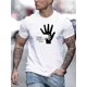 thumbnail image 1 of Father's Day Theme Hands Print Men's Crew Neck Fashionable Short Sleeve Sports T-shirt, Comfortable And Versatile, For Summer And Spring, Athletic Style, Comfort Fit T-Shirt, As Gifts Tee For Adult,, 1 of 6