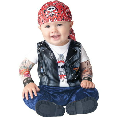 InCharacter Baby Boy's Born To Be Wild Biker Costume, Black/Red, Small