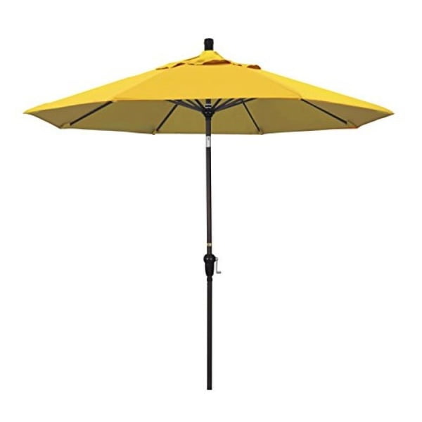 9' Aluminum Market Umbrella Auto Tilt Bronze/Sunbrella/Sunflower Yellow