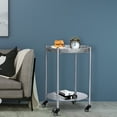 thumbnail image 2 of Round Coffee Table with Wheels 2-Tier Movable Side Tables Silver Metal Detachable Bedside Nightstand for Bedroom Living Room End Tables Next To Sofa (Silver Gray), 2 of 10