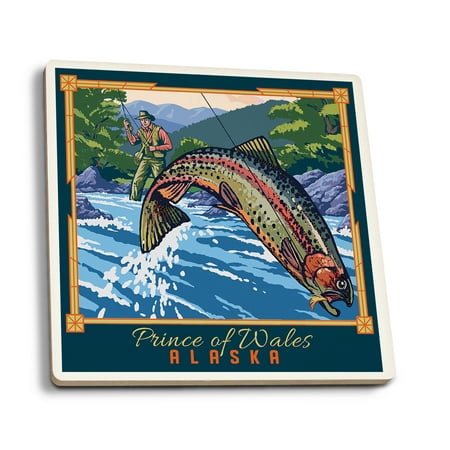 

Prince of Wales Alaska Fly Fishing (Absorbent Ceramic Coasters Set of 4 Matching Images Cork Back Kitchen Table Decor)