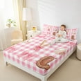 thumbnail image 4 of Feelyou Pink Bowknot Plaid Twin Sheet Sets, Baseball Sports Lover Bedding, 3-Piece, 4 of 7