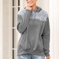 thumbnail image 2 of Sudadera con capucha holgada y cálida de manga larga con retazos, informal, amigable con la piel, manga larga para mujer, gris claro L, 2 of 6