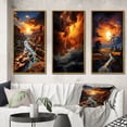 thumbnail image 1 of Designart "Majestic Stormy Landscape" Landscape & Nature Framed Wall Art Set Of 3 - Yellow Storms Frame Gallery Set For Office Decor, 1 of 6