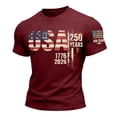 thumbnail image 2 of Mens 250 Anniversary USA Shirt Crew Neck Tops American Flag Tshirt Short Sleeve Tee Patriotic 1776-2026 Shirts 250th Anniversary Shirt Mens Tops Wine XXXL, 2 of 5