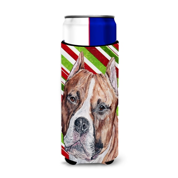 Staffordshire Bull Terrier Staffie Candy Cane Christmas Ultra Hugger for slim cans