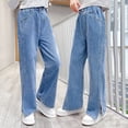 thumbnail image 4 of GYRATEDREAM Girls Casual Baggy Wide Leg Denim Pants Straight Leg Jeans Casual Denim Pants, 4 of 9
