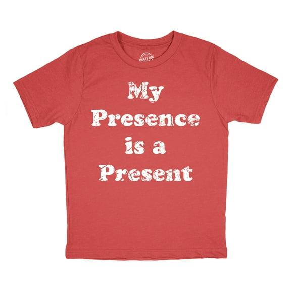 Youth Funny T Shirts My Presence Is A Present Sarcastic Xmas Gift Graphic Novelty Tee for Kids