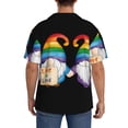 thumbnail image 3 of KLL Happy Pride Gnome Print Men's Shirt Short Sleeve Button Down Summer Cuba Beach Shirts- Small, 3 of 5