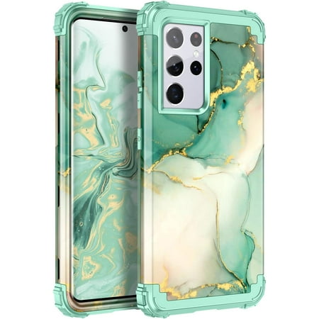 Meshine for Galaxy S21 Ultra 5G Case,Three Layer Heavy Duty Shockproof Protection Hard Plastic Bumper +Soft Silicone Rubber Protective Case for Samsung Galaxy S21 Ultra 5G 6.8 inch,Mint Green