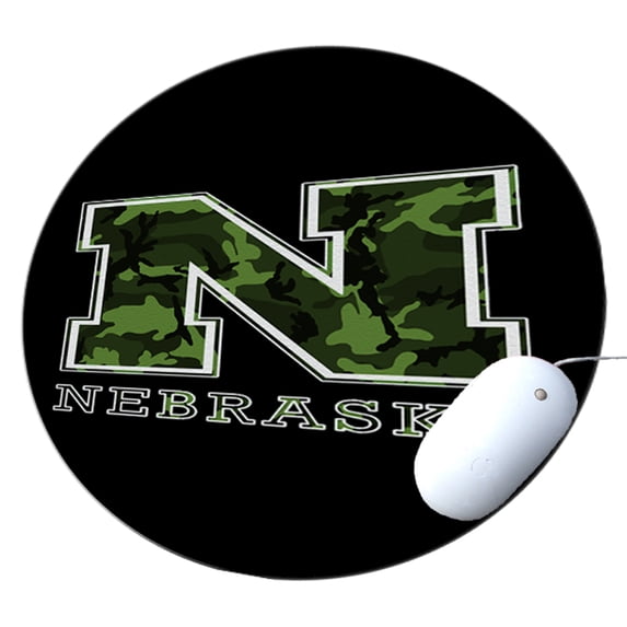 KuzmarK Round Mousepad / Hot Pad / Trivet - Nebraska Camouflage