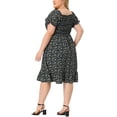 thumbnail image 3 of Agnes Orinda Women's Plus Size Dress Ruffle Short Sleeves Flared Flowy Smock Floral Mid Dresses 3X Black, 3 of 6