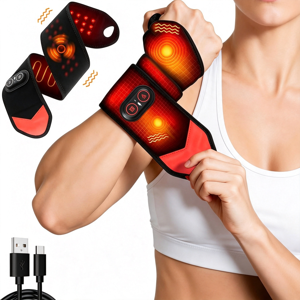 XIRQI Red Light Therapy Wrist&Hand Wrap with Heat Massager Heat Wrist Massager