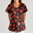 thumbnail image 5 of Women's Valentine's Day Scrub Top V Neck Cute Heart Printed Scrub Tops Valentine's Day Nursing Uniform Shirts Tops with Pockets, 5 of 6