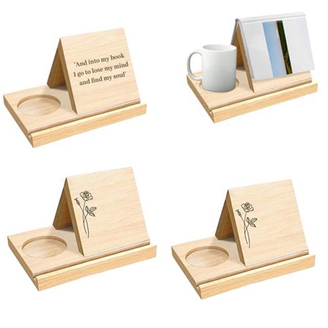 Ganfancp Personalizado Birthflower Sólido de Madera Libro de Pie Café Bebida Navidad Cumpleaños Lectores Maestros Rebajas Hoy Liquidación 1* Estantería
