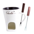 thumbnail image 4 of Taza para fondue de chocolate, olla caliente para dulces, calentador de mantequilla, fundidor de chocolate con tenedor Blanco, 4 of 9