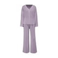 thumbnail image 3 of BONIXOOM Christmas Pajamas For Couples Christmas Pajamas Women Sleepwear None Long Sleeve Solid Sleepwear Sets Gray M, 3 of 3