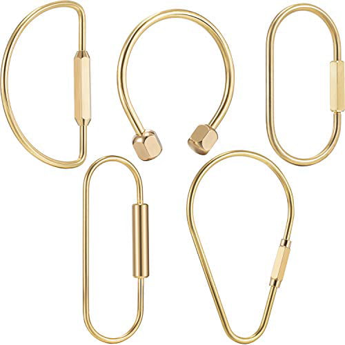 5 Pieces Brass Screw Lock Keychain Simple Brass Key Chain Ellipse Shape Key Ring Brass Lock Clip Key Holders for Men Women 