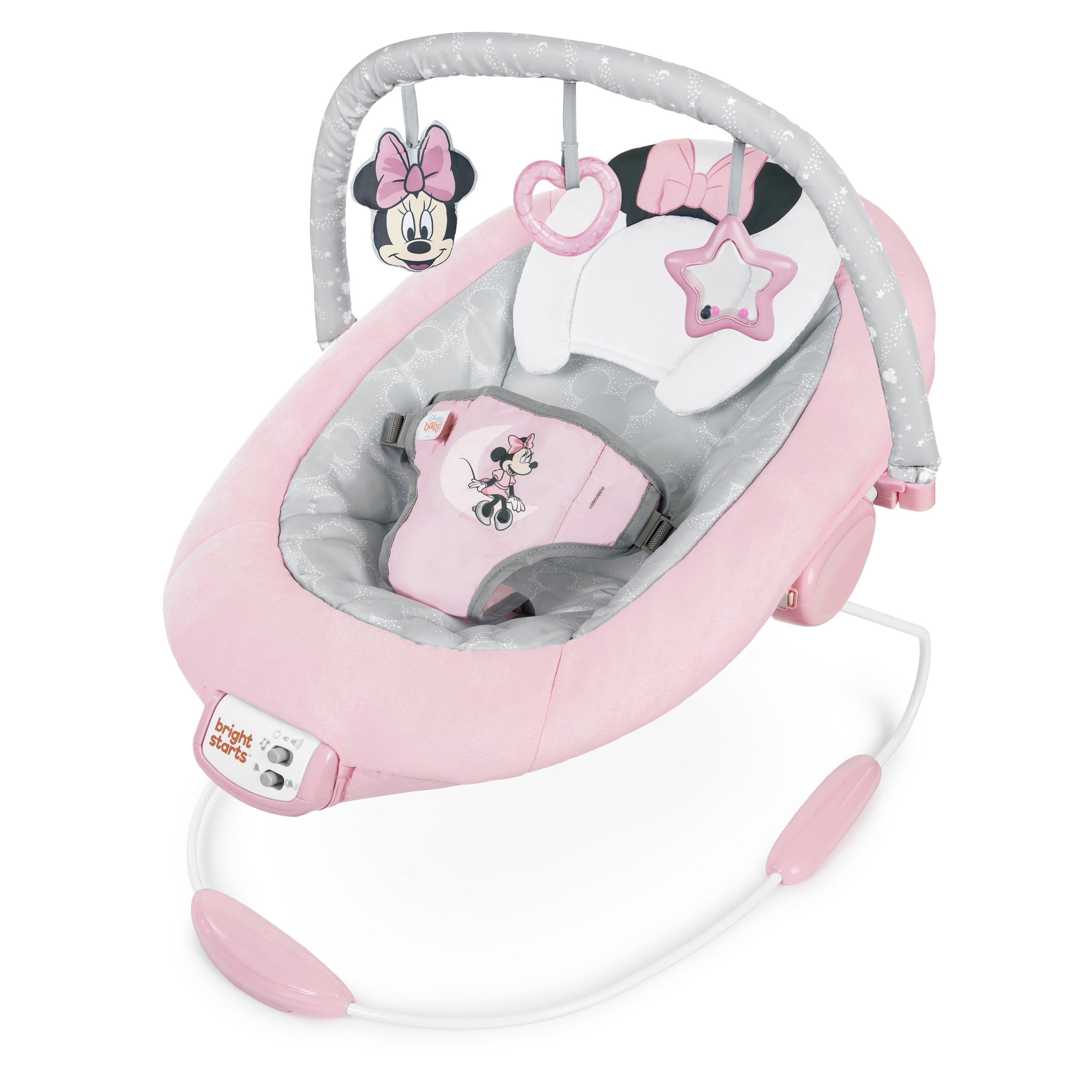 grey and pink bouncer
