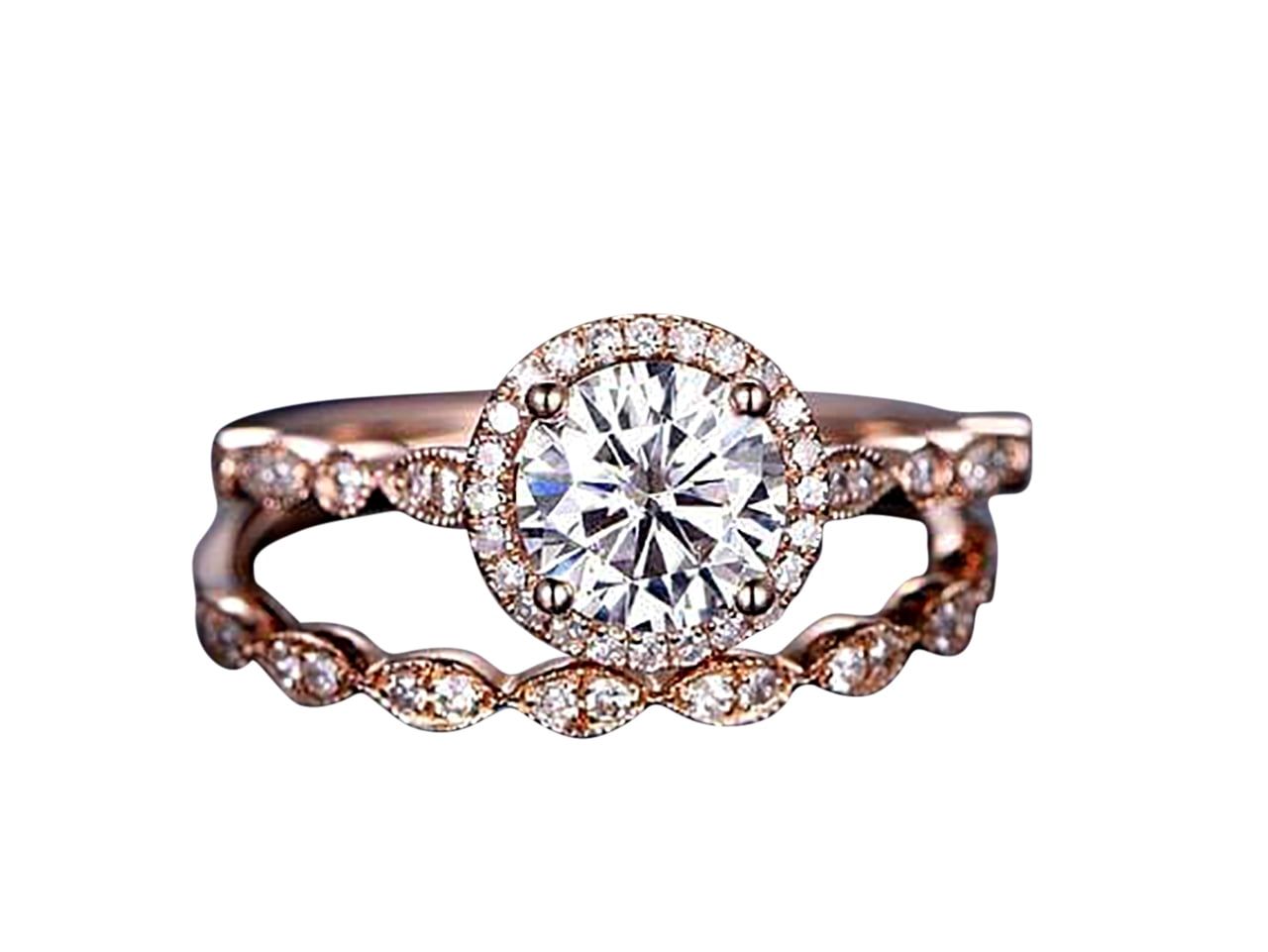 2 Carat Halo Man made diamond moissanite and Man made diamond