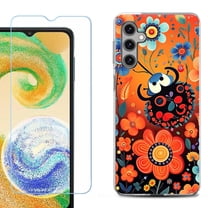 For Samsung Galaxy A16 5G Phone Case Cover, Shockproof Case with Tempered Glass Screen Protector, by OneToughShield - Ladybug Flower