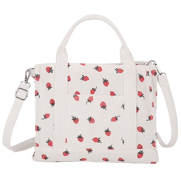 Bolso Mano Personalizado (la Embalaje Debe Caber) Pana Informal A La para Mujer Bolso Cruzado Patrón Fresa 6018 Tamaño