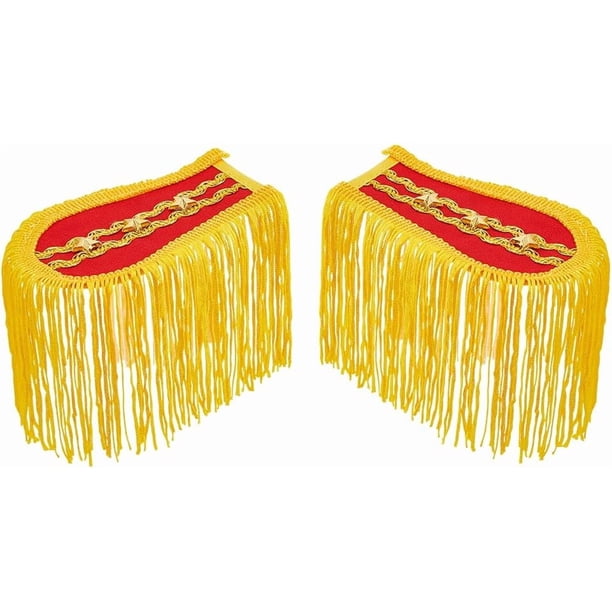 2 hombreras con flecos, hombreras con borlas, hombreras estilo punk, hombreras doradas con flecos y alfileres