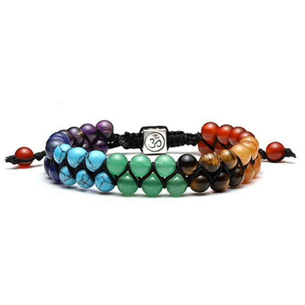 Pulsera de cuentas de chakras, pulsera de cristal curativo de los 7 chakras, pulsera de cuentas de piedra para yoga, pulsera de meditación, relajación y ansiedad