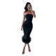 thumbnail image 2 of Sexy Corset Top Midi Dress With Feather Women Strapless Backless Bodycon Summer, 2 of 5