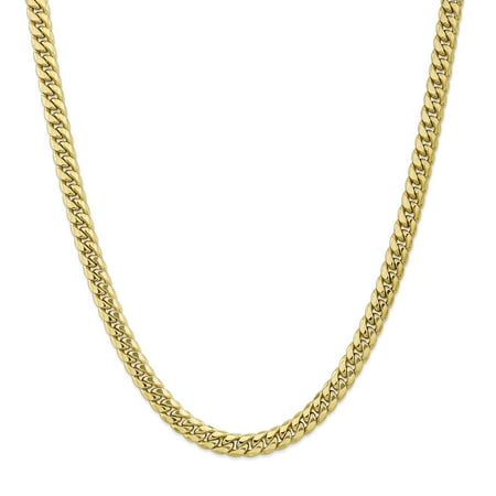- 10k Yellow Gold 7.3mm Miami Cuban Necklace Chain Pendant Charm Curb For Women