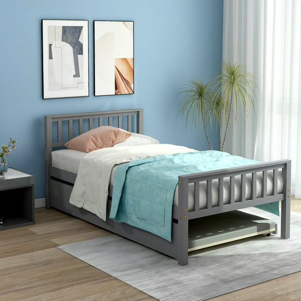 Twin Size Trundle Bed Frame Casemiol, Space Saving Twin Bed Corner Unit