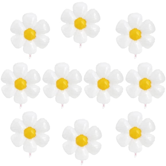 Balloon Elaliyi Daisy Flower - Lámina de aluminio (10 unidades), color blanco