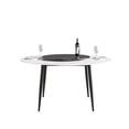 thumbnail image 6 of Magic Home 53.15” White Sintered Stone Round Dining Table with 23.62” Black Slate Round Turntable for 6 People with Black Sturdy Metal Legs, 6 of 7