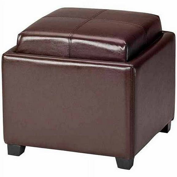 SAFAVIEH Harrison Rustic Glam Single Tray Storage Ottoman, Brown